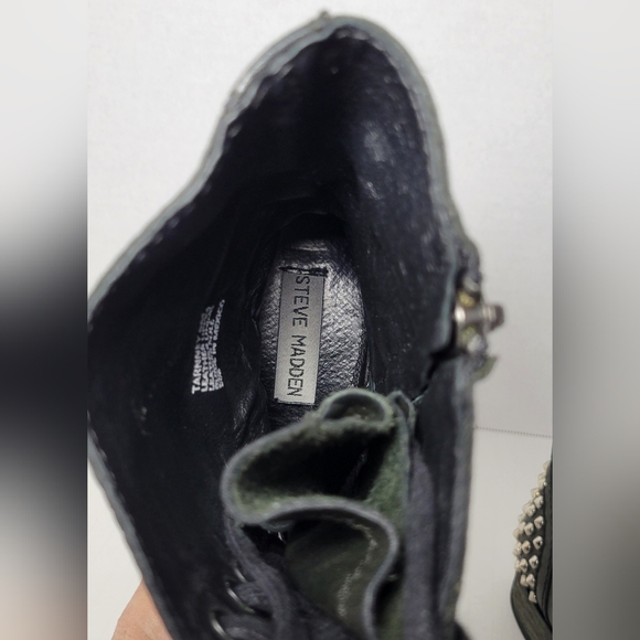 Steve Madden Grunge Gothic 90s Y2K Punk Rock Black Leather Spiked Boots Size 6 - Picture 7 of 7
